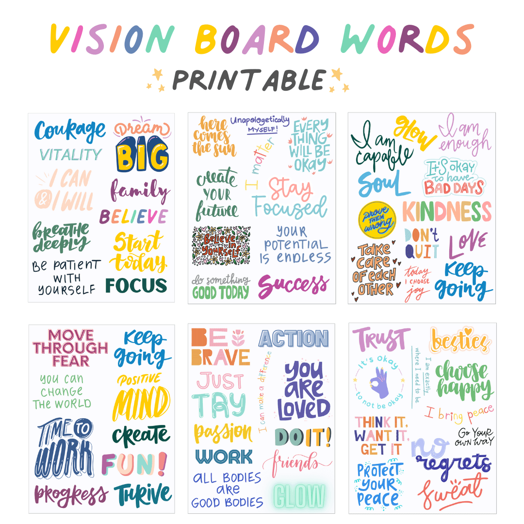 Vision Board Words Printable Vision Board Words Printable