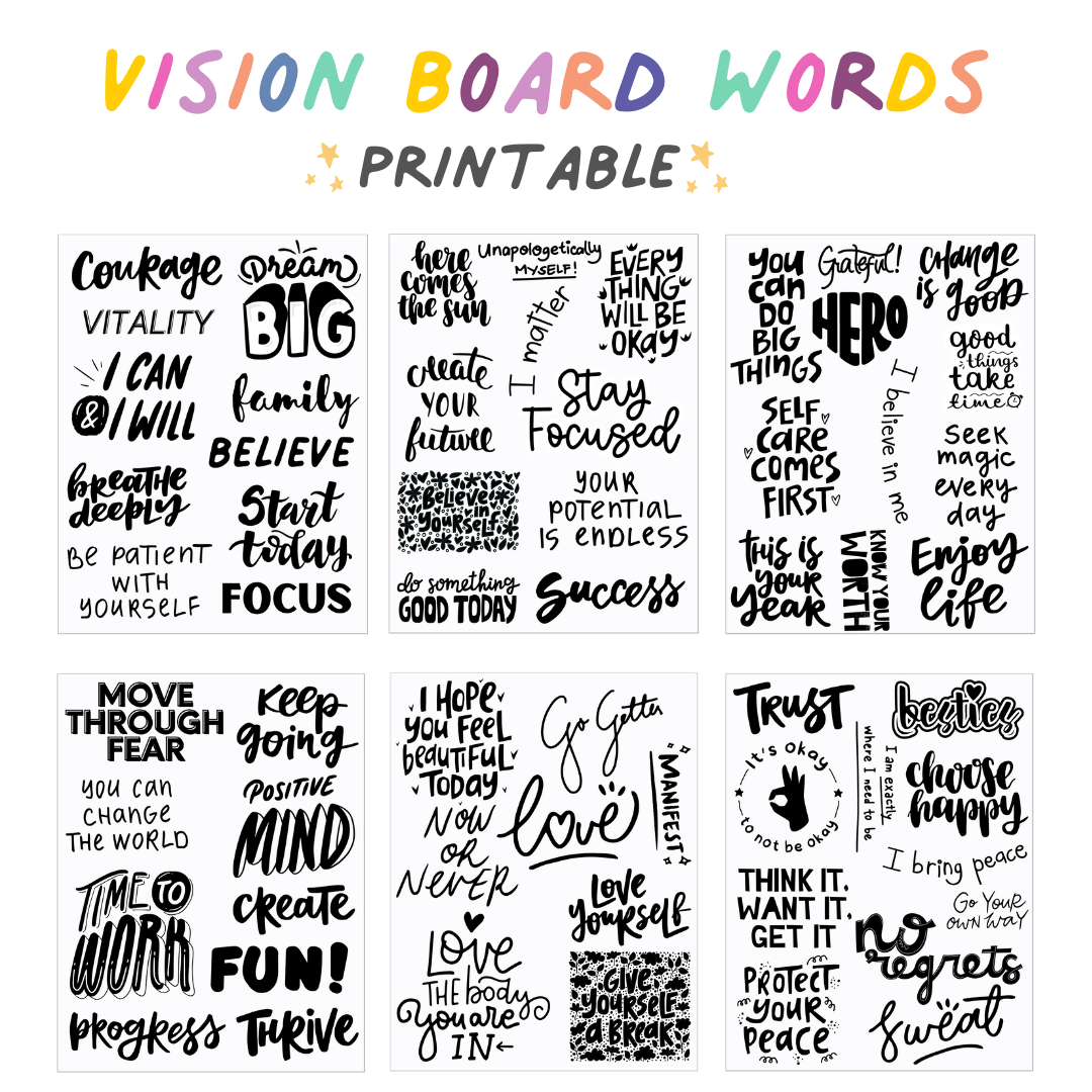 Vision Board Words - Printable - Feminist Friends