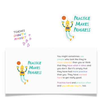 Practice Makes Progress Sticker and Card