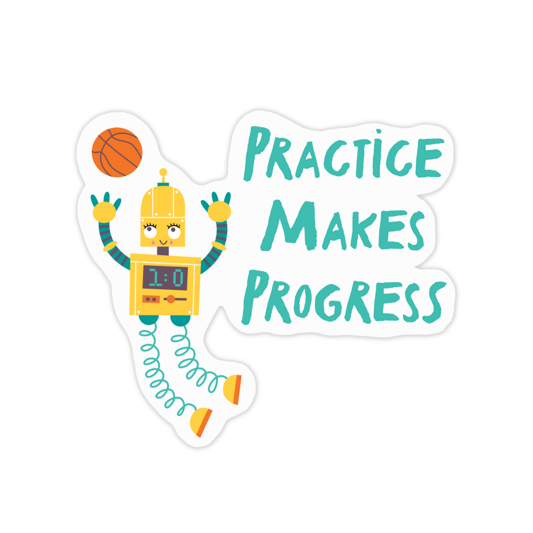 Practice Makes Progress Sticker and Card
