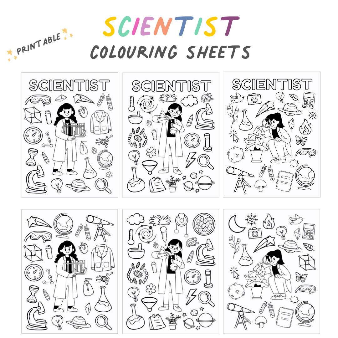 Scientist Colouring Sheets - Printable - Feminist Friends