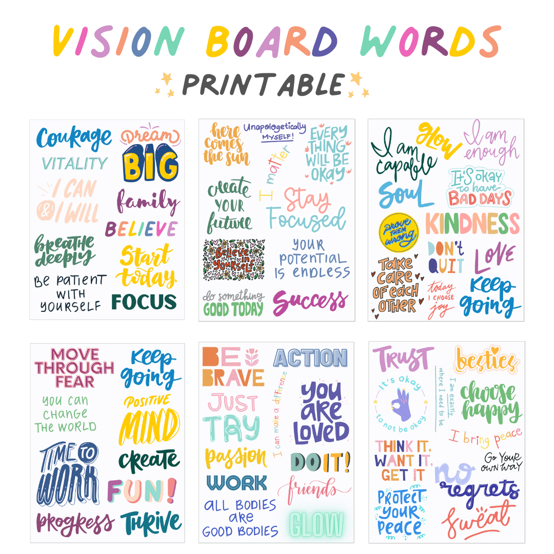 Vision Board Words - Printable