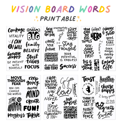 Vision Board Words - Printable